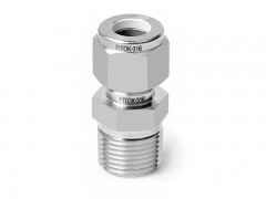 Male Connector,
316SS, 15mm Tube OD, 2-Ferrule x 1/2in. (M)BSPP, (ISO Parallel, RP Gasket)